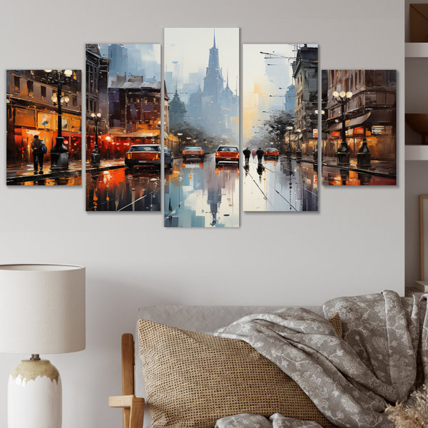 Ebern Designs Denmark Cityscape Symphony I On Canvas 5 Pieces Print